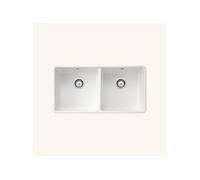 Evier timbre d'office céramique blanc FARMHOUSE 2 bacs 895x460