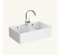 Évier timbre d'office céramique blanc VitrA BELFAST 2 bacs