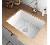 Évier Timbre d'Office DeerValley - Bac profond 90,5 cm x 45,2 cm avec rebord intégré et accessoires