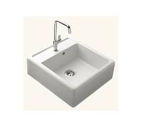 Evier timbre d'office granit blanc cassé KIWI - 1 bac 595x630