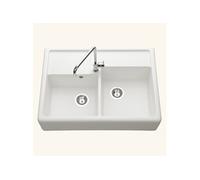 Evier timbre d'office granit blanc cassé KIWI 2 bacs