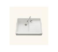 Evier timbre d'office granit blanc cassé mat TAMARIN 1 bac 1 égouttoir