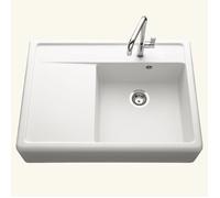 Évier timbre d'office granit blanc grisé Kümbad KIWI 1 grand bac 1 égouttoir 630x895