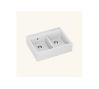 Evier timbre d'office granit blanc grisé mat EWEN 2 bacs