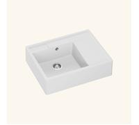 Évier timbre d'office granit blanc grisé mat Kümbad EWEN 1 bac 1 égouttoir à droite 630 (+/-3 mm)x800 (+/-3 mm)