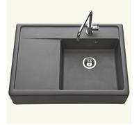Évier timbre d'office granit gris Kümbad KIWI 1 grand bac 1 égouttoir