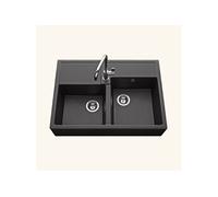 Evier timbre d'office granit noir KIWI 2 bacs