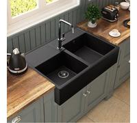 Évier timbre d'office granit noir Kümbad KIWI 2 bacs Noir