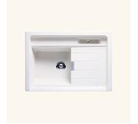 Evier timbre d´office granit LARGO blanc polaris 1 bac 1/2 - 1 égouttoir