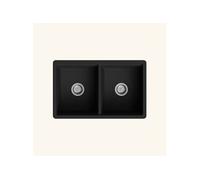 Evier timbre d'office sous-plan NORA granit noir 2 bacs