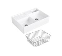 Evier timbre d'office VILLEROY ET BOCH Tradition 89,5 x 63 céramique vidage auto blanc + Panier vaiselle