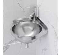 Évier Triangulaire En Acier Inoxydable, Petit Évier D'angle Mural, Mini-meuble Avec Robinet, Pour Cuisine, Salle De Bain, Toilettes, Garage Et Extérieur(Silver)
