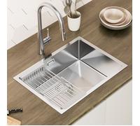 Évier un bac - CECIPA MAX - 60×44 cm - Inox brossé - Pose sous-plan - Fond en X