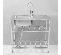 évier Utilitaire à Cuve Unique, évier De Restaurant Commercial en Acier Inoxydable avec Robinet Et Drain, pour Buanderie Arrière-Cour Garage Camping Station De Lavage des Mains Portable