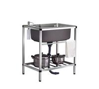 Evier Utilitaire Acier Inox Pour L'extérieur Évier De Restaurant Commercial Professionnel Extérieur Évier De Jardin Support Renforcé Pour Buanderie/le Jardin/garage (Color : No faucet, Size : 58x43x