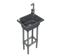 Évier utilitaire autonome à cuve unique de 38,1 x 28,9 cm avec trou de robinet de 3,2 cm, éviers en plastique pour la maison, le restaurant, le dortoir, le garage, la salle de bain, la buanderie (gris