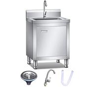 Évier utilitaire autonome - Évier commercial robuste pour garage, buanderie, restaurant, poste de travail extérieur, utilisation intérieure, nettoyage de la cour