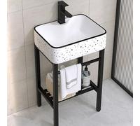 Évier utilitaire autonome - Lavabo polyvalent en céramique avec support en acier inoxydable, idéal pour le lavage des mains, la salle de bain, le camping et le garage, couleur A, plusieurs options de