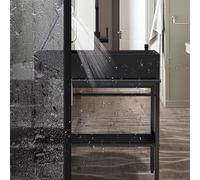 Évier utilitaire autoportant à une cuve, avec étagère de rangement, évier polyvalent à grande cuve, avec tuyau d'eau froide et chaude, évier utilitaire(60 * 45cm)