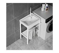 Évier utilitaire autoportant avec robinet eau chaude/eau froide, cuve unique, crépine, étagère de rangement pour intérieur/extérieur, garage, jardin ou atelier.