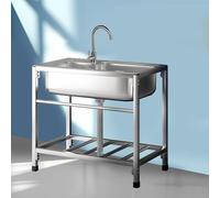 Évier utilitaire autoportant en acier inoxydable - Station de lavage de camping et de jardin, durable et facile à nettoyer, parfait pour le camping, la cour et les projets de bricolage