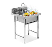 Évier Utilitaire autoportant, Ensemble d'évier extérieur, évier autoportant en Acier Inoxydable à Une cuve, Ensemble d'évier de Cuisine Commerciale avec Robinet, lavabo e