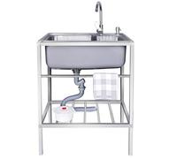 Évier Utilitaire Autoportant, Ensemble D'Évier Extérieur, Station D'Évier Extérieure, Évier De Cuisine Autoportant À Une Cuve, Évier De Cuisine Commercial Pour Restaurant,70*46cm/27.6*18.1in