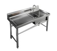 Évier Utilitaire avec Robinet Chaud et Froid, Évier de Cuisine Autoportant à Bac Unique avec Établi pour Restaurant, Garage, Extérieur(120x60x80cm(47.2x23.6x31.5in))