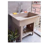Évier utilitaire avec robinet, évier utilitaire autonome avec robinet en acier inoxydable, évier utilitaire intérieur et extérieur avec robinet d'eau froide et chaude, évier de jardin pour