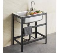 Évier utilitaire, avec tuyau d'eau froide et chaude, salle de bains de style ferme, évier à linge autoportant à une cuve(58 * 43cm)