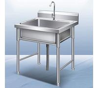 Évier utilitaire commercial en acier inoxydable 304 avec 1 compartiment de bac à lessive mobile, autoportant, pour garage, restaurant, cuisine, buanderie, extérieur.