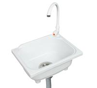 Évier utilitaire de cuisine à cuve unique, évier de cuisine mural 38,4 x 28,4 cm avec trou de robinet de 3,2 cm, évier en plastique pour camping-car pour maison, restaurant, dortoir, garage, salle de