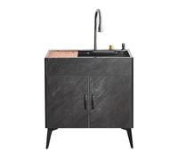 Évier Utilitaire de Cuisine,évier buanderie avec Meuble,Meuble Utilitaire,évier Commercial en Acier Inoxydable,avec Robinet d'eau Chaude et Froide,avec Sortie Cascade,pour extéri