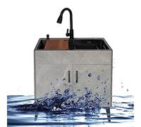 Évier Utilitaire de Cuisine,évier Commercial à Une cuve,autoportant,Blanc,avec Robinet d'eau Chaude et Froide,égouttoir étagères Rangement pour l'extérieur,l'intérieur,Le Garage,