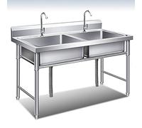 Évier Utilitaire de Cuisine,évier en Acier Inoxydable,évier Commercial avec Robinet,Tuyau pour Station Lavage des Mains Inoxydable,pour l'extérieur et l'intérieur,Garage,buanderi