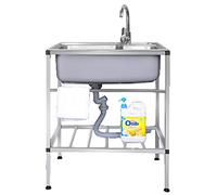 Évier Utilitaire de Cuisine,évier extérieur à Une cuve en Acier Inoxydable,évier Commercial pour Restaurant,étagère Rangement avec égouttoir,pour Salle Bain,Ferme ou buanderie. (