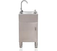 Évier Utilitaire de Cuisine extérieur indépendant Ensemble avec Armoire, évier Commercial à Bol Simple en Acier Inoxydable avec Robinet et Pieds réglables - Capacité de Charge de 200 LB pour