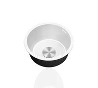 Évier Utilitaire de Cuisine,Mini-évier Rond Blanc,Acier Inoxydable,Petit évier Caravane à Une cuve avec égouttoir et trop-Plein pour Bar/Restaurant,à encastrer sous Plan (Ø 42cm)