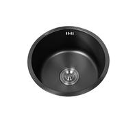 Évier Utilitaire de Cuisine,Petit évier Rond en Acier Inoxydable 304,Mini éviers Noirs,évier à Une cuve avec égouttoir et trop-Plein pour Caravane,Bar ou Restaurant,à encastrer s