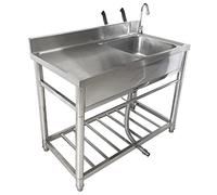 Évier utilitaire d'extérieur en acier inoxydable - Bol simple 1 compartiment pour restaurant, bar, cuisine, hôtel et maison avec robinet d'égouttoir - et fonctionnel