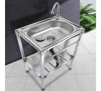 Évier utilitaire d'extérieur en acier inoxydable - Stat de lavage autonome à cuve unique avec robinet d'égouttoir et étagères Sto - Idéal pour la préparation de la cuisine, le camping et les