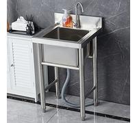 Évier utilitaire en acier inoxydable 304 sur pied, évier d'extérieur pour le lavage, pour garage, restaurant, buanderie (50 cm/60 cm)