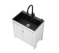 Évier utilitaire en acier inoxydable avec meuble, robinet extractible, une cuve, pour salle de bain, buanderie extérieure, garage ou usage commercial. Convient également aux espaces commerci