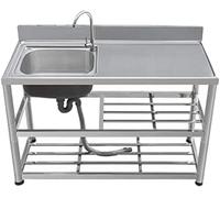 Évier utilitaire en acier inoxydable pour cuisine commerciale Lavabo à légumes avec étagère multifonctionnelle pour table de travail Évier de restauration Emballage B 90 x 50 x 80 cm