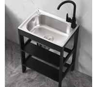Évier utilitaire en acier inoxydable sur pied, avec pieds, évier de cuisine à cuve unique sur pied avec établi, évier utilitaire(48 * 35cm)