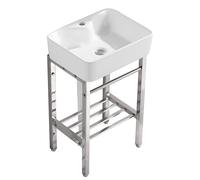 Évier utilitaire en céramique, évier en céramique, évier utilitaire, cuve à linge, vasque rectangulaire en porcelaine avec pieds en métal, étagère de rangement pour évier de vanité pour ferme, vestiai