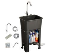 Évier utilitaire en plastique multifonction avec tuyau de vidange pour robinet de planche à laver et drainage en un clic - Idéal pour la buanderie, les restaurants, les magasins et les buanderies