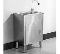 Évier Utilitaire, évier De Camping avec Plan De Travail, Cuve en Acier Inoxydable, évier à Linge, Lave-Mains Portable, évier D'extérieur avec Raccord pour, 42 * 37cm/16.5 * 14.5in