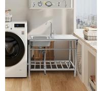 Évier Utilitaire Évier Sur Pieds Avec Robinet Evier De Jardin Extérieur 75x40x75cm 83x50x75cm Cuve Simple Evier Inox De Cuisine Evier De Cuisine Sur Pied Facile à installer Intérieur Extérieur