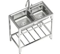 Évier utilitaire extérieur, cuve à linge autoportante avec bol en acier inoxydable résistant à la rouille, support renforcé, robinet et kit de vidange for jardin, terrasse, garage, buanderie